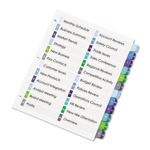 Avery 1-24 tab 11" x 8.5" Double-Column TOC Dividers - 11321 - Clearance Sale