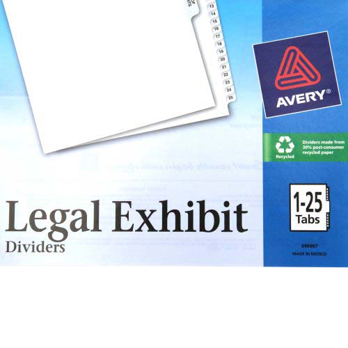 Avery 1-25/TOC Legal 11" x 8.5" Avery Style Collated Dividers - 11370