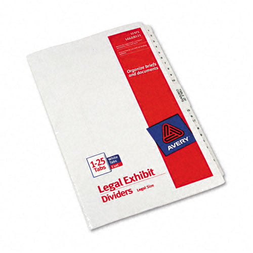 Avery 1-25/TOC Legal 14" x 8.5" Avery Style Collated Dividers - 11371