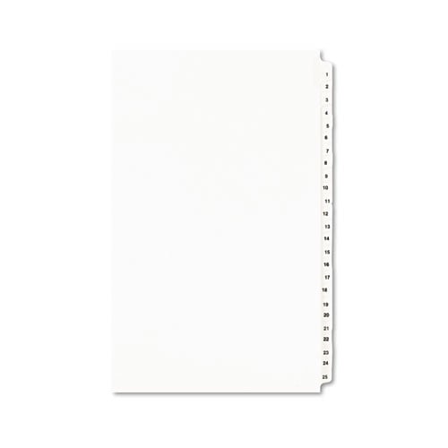 Avery 1-25 White Legal 14 x 8.5 Avery Style Collated Dividers - 01430