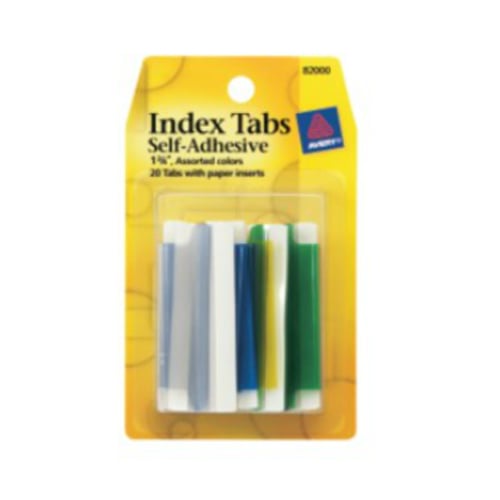 Avery 1-3/4" Assorted Self-Adhesive Index Tabs with Writable Inserts 20pk - 82000  - Clearance Sale