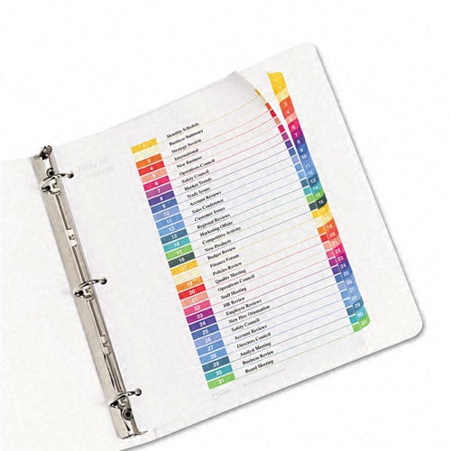 Avery 1-31 tab 11" x 8.5" Contemporary Multicolor Dividers - 11129 - Clearance Sale