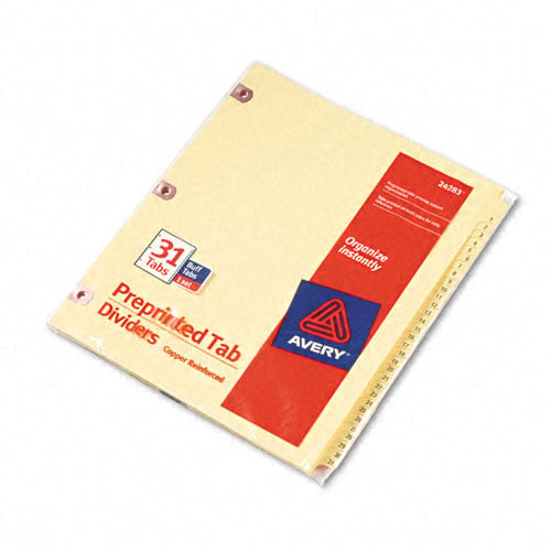 Avery 1-31 tab Preprinted Laminated Tab Dividers - 24283 - Clearance Sale