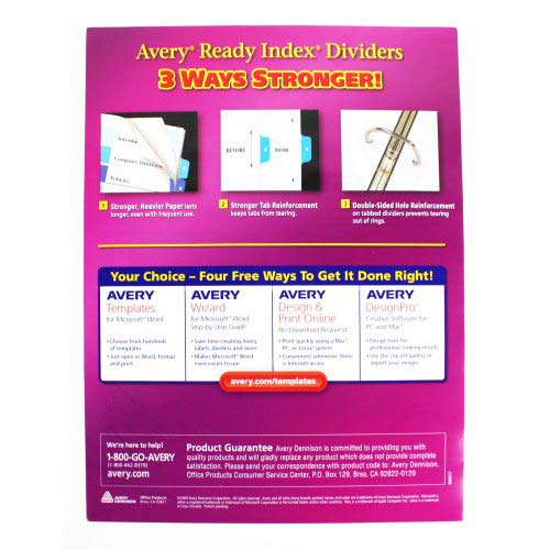 Avery 1-32 tab 11" x 8.5" Double-Column TOC Dividers - 11322 - Clearance Sale