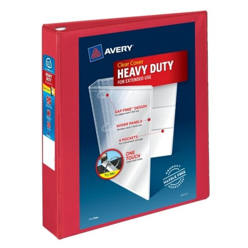 Avery Red Heavy Duty View Binders with One Touch EZD Ring