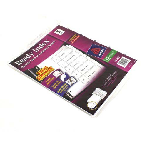 Avery 1-5 tab 11" x 8.5" Classic Black and White Dividers - 11130
