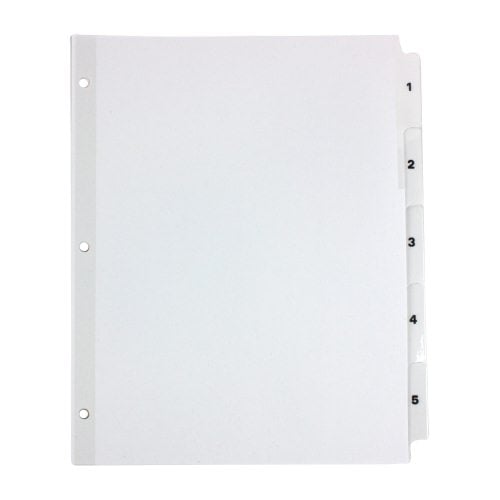 Avery 1-5 tab 11" x 8.5" Classic Black and White Dividers - 11130