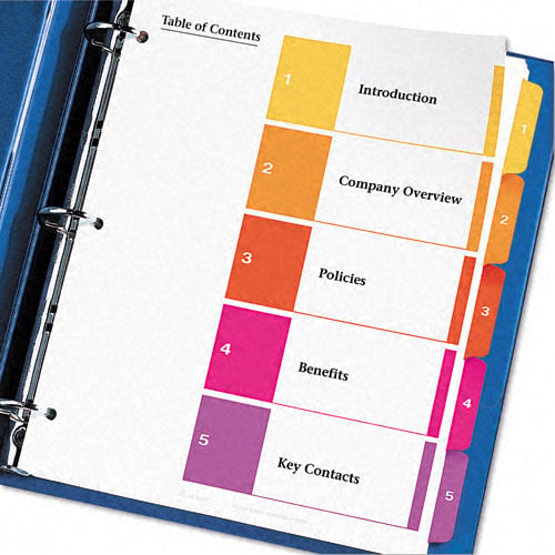 Avery 1-5 tab 11" x 8.5" Contemporary Multicolor Dividers - 11131