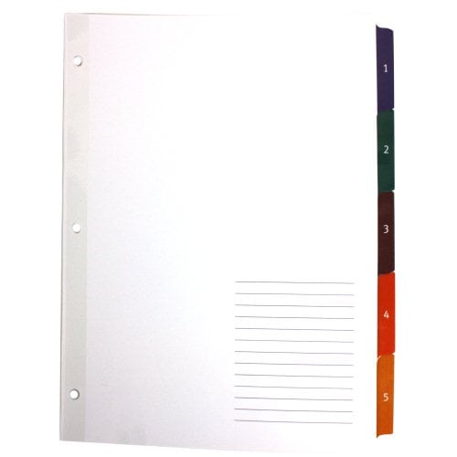 Avery 1-5 tab 11" x 8.5" Easy Edit Multicolor TOC Dividers - 12171 (Discontinued)