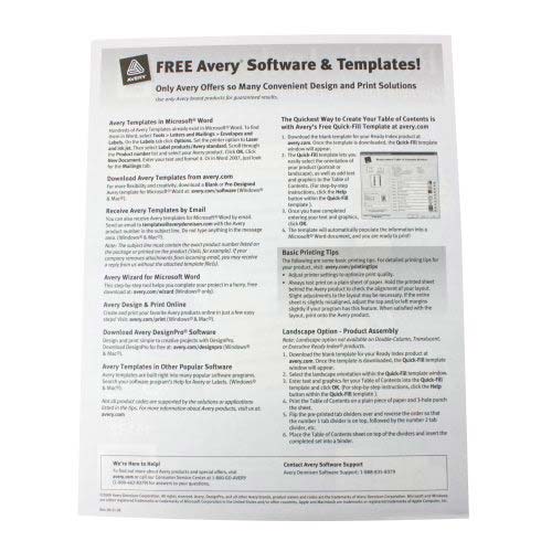 Avery 1-8 tab 11" x 8.5" Classic Black and White Dividers - 11132 - Clearance Sale