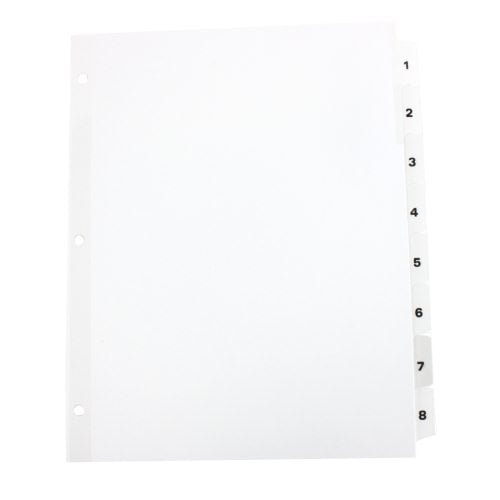 Avery 1-8 tab 11" x 8.5" Classic Black and White Dividers - 11132 - Clearance Sale