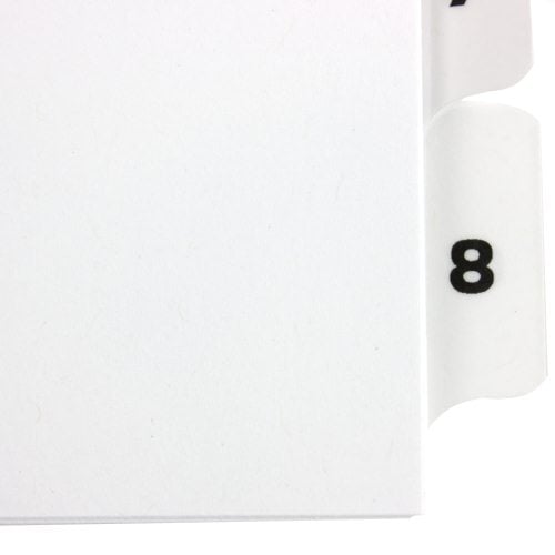 Avery 1-8 tab 11" x 8.5" Classic Black and White Dividers - 11132 - Clearance Sale
