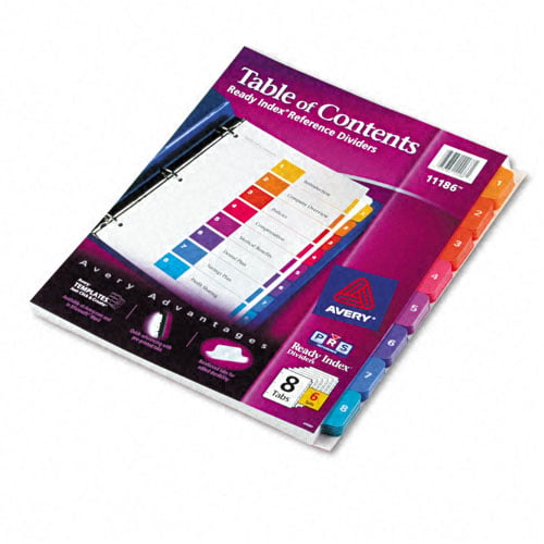 Avery 1-8 tab 11" x 8.5" Contemporary Multicolor Divider 6pk - 11186 - Clearance Sale