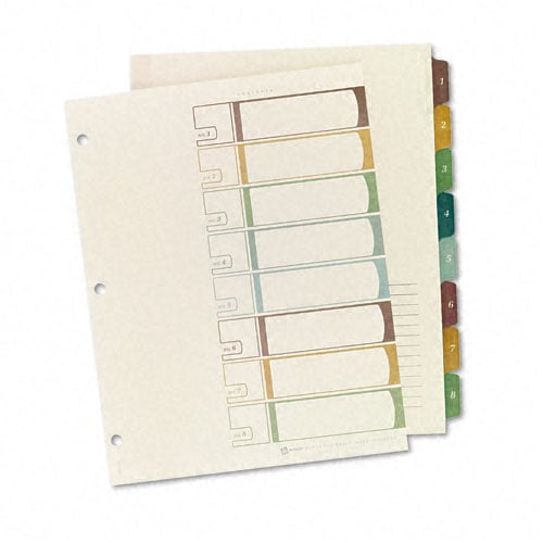 Avery 1-8 tab 11" x 8.5" Executive Multicolor Dividers - 11276