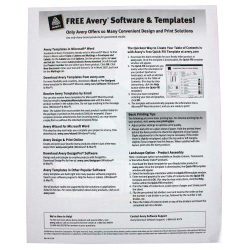 Avery 1-8 tab 11" x 8.5" Translucent Multicolor Dividers - 11817