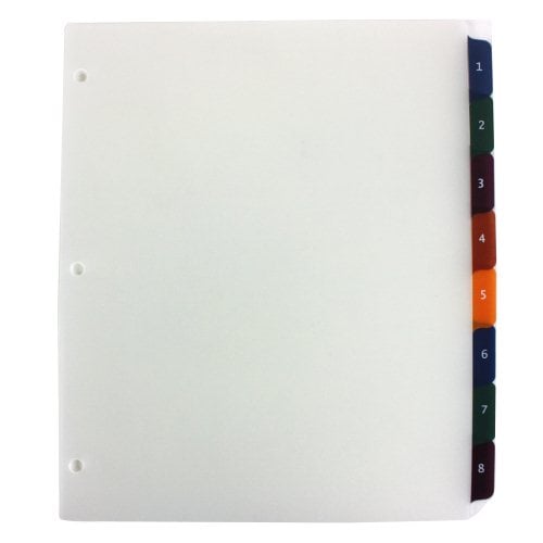Avery 1-8 tab 11" x 8.5" Translucent Multicolor Dividers - 11817
