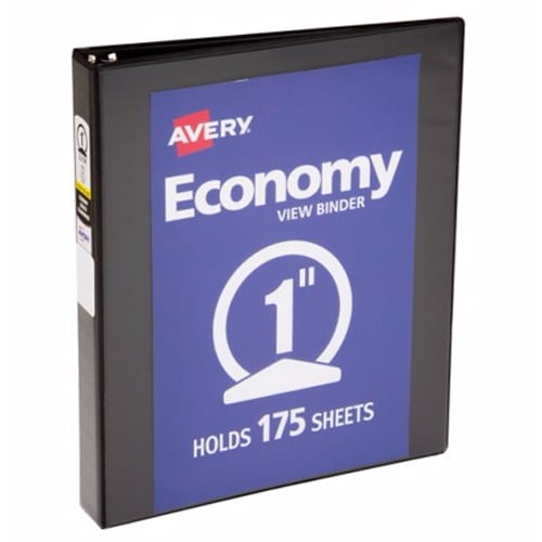 Avery 1" Black Economy Round Ring View Binders 12pk - 05710