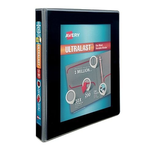 Avery Black UltraLast Heavy Duty View Binders with One Touch Slant Ring