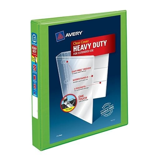 Avery 1" Chartreuse Heavy-Duty View Binders with Locking One Touch EZD Ring 12pk - 79770