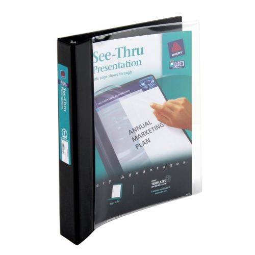 Avery 1" Black See-Thru Round Ring Binders 12pk - 10852