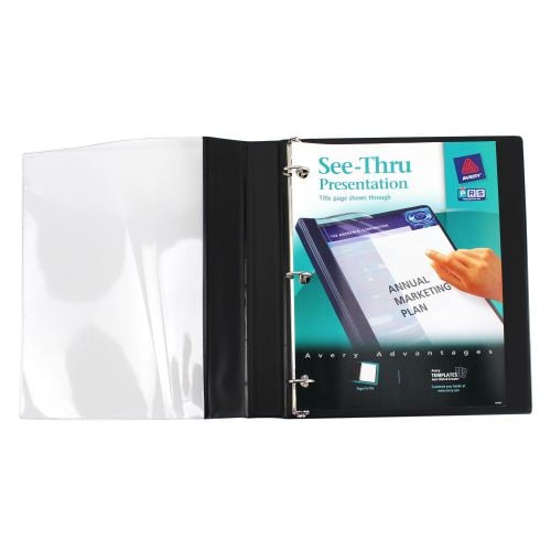 Avery 1" Black See-Thru Round Ring Binders 12pk - 10852