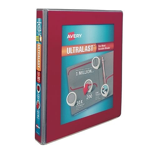 Avery 1" Red UltraLast Heavy Duty View Binders with One Touch Slant Ring 6pk - 79736