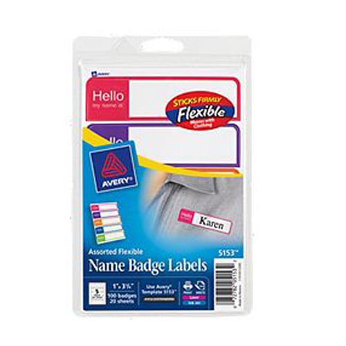 Avery 1" x 3-3/4" Assorted Flexible Self-Adhesive Name Badge Labels - 100pk