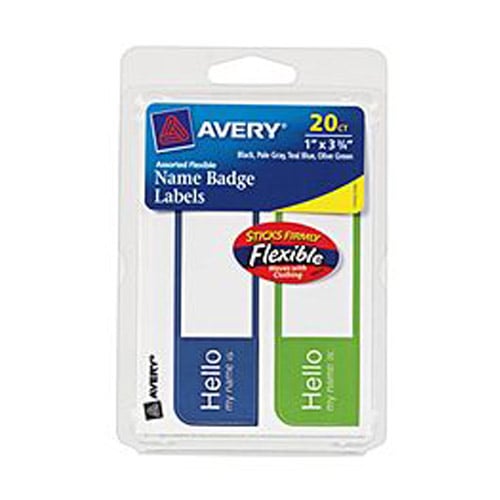 Avery 1" x 3-3/4" Assorted Flexible Self-Adhesive Name Badge Labels - 20pk