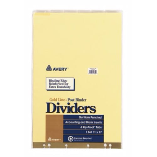 Avery 11" x 17" Insertable Tab Post Binder Dividers - 11644