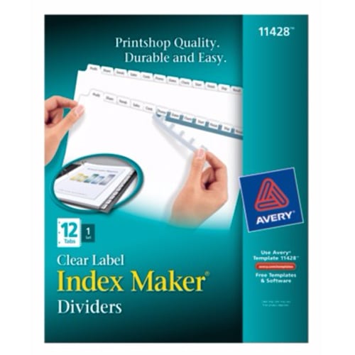 Avery 12-tab 11" x 8.5" Clear Label Dividers 1 set - 11428 - Clearance Sale
