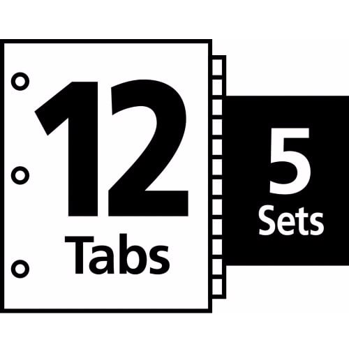 Avery 12-tab 11" x 8.5" Clear Label Punched Dividers 5 sets - 11429