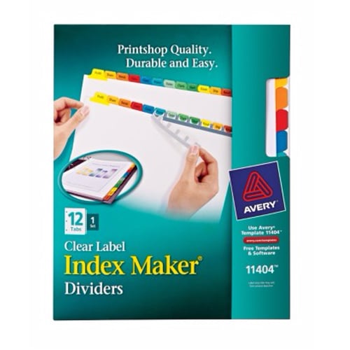Avery 12-tab Multicolor 11" x 8.5" White Dividers (1set) - 11404