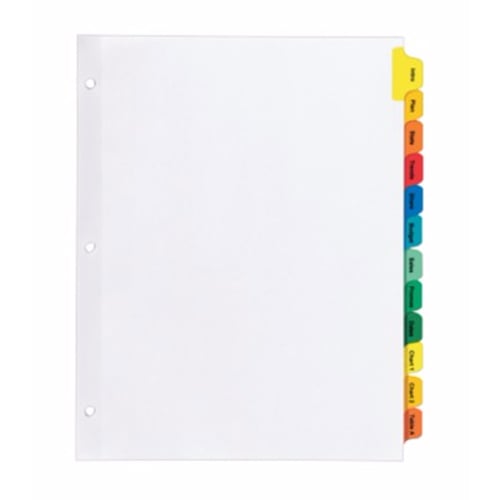 Avery 12-tab Multicolor 11" x 8.5" White Dividers (1set) - 11404