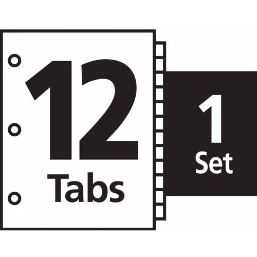 Avery 12-tab Multicolor 11" x 8.5" White Dividers (1set) - 11404
