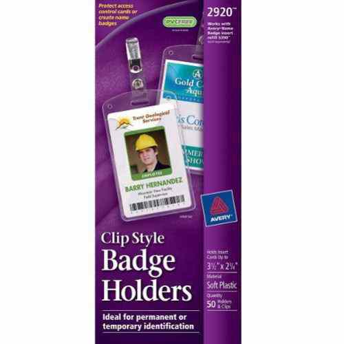 Avery 2-1/4" x 3-1/2" Vertical Badge Holders with Garment Clips 50pk - 2920