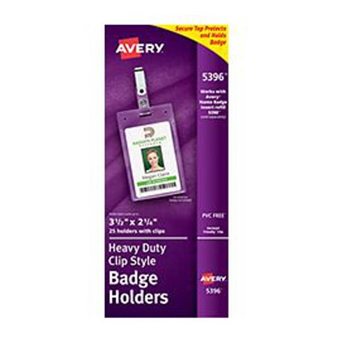 Avery 2-1/4" x 3-1/2" Portrait Clear Clip Style Badge Holders - 25pk
