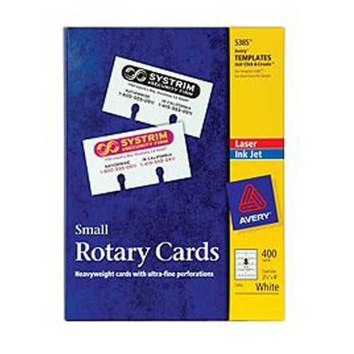 Avery 2-1/6" x 4" Customizable White Uncoated Rotary Cards 400pk - 5385