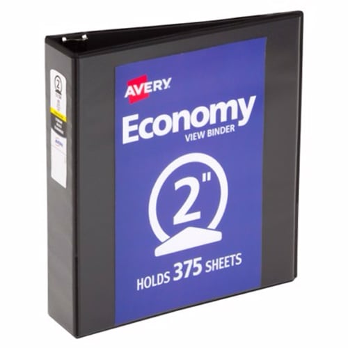 Avery 2" Black Economy Round Ring View Binders 12pk - 05730