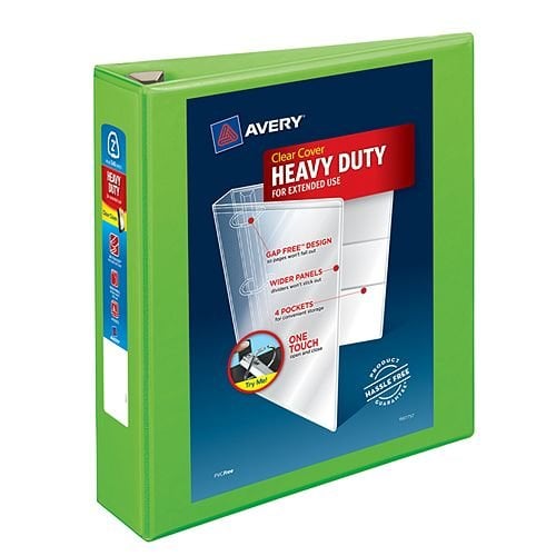 Avery 2" Chartreuse Heavy-Duty View Binders with Locking One Touch EZD Ring 6pk - 79776