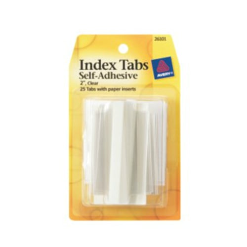 Avery 2" Clear Self-Adhesive Index Tabs with Writable Inserts 25pk - 26101