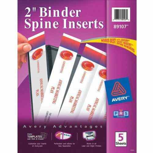 Avery 2" White Binder Spine Inserts 20pk - 89107 - Clearance Sale