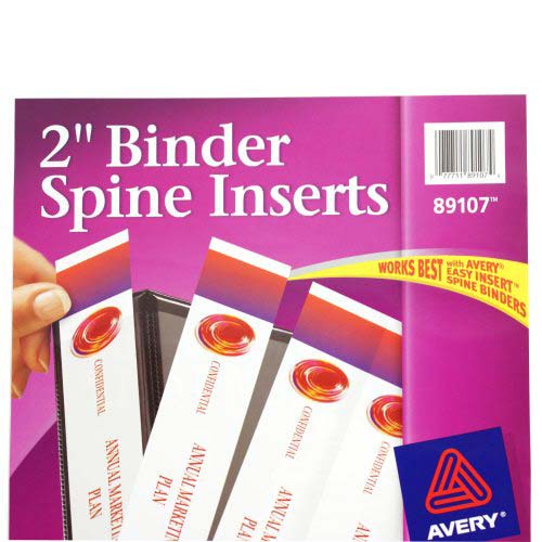 Avery 2" White Binder Spine Inserts 20pk - 89107 - Clearance Sale