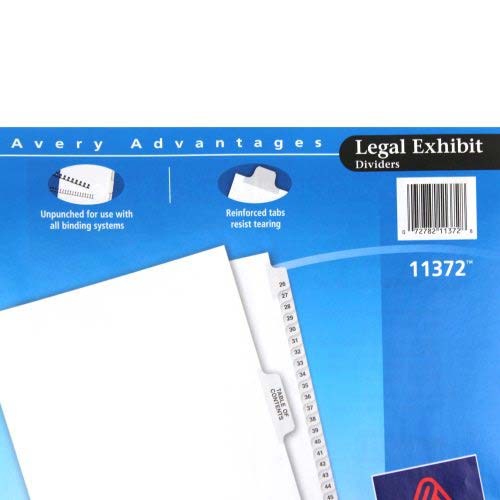 Avery 26-50/TOC Legal 11" x 8.5" Avery Style Collated Dividers - 11372