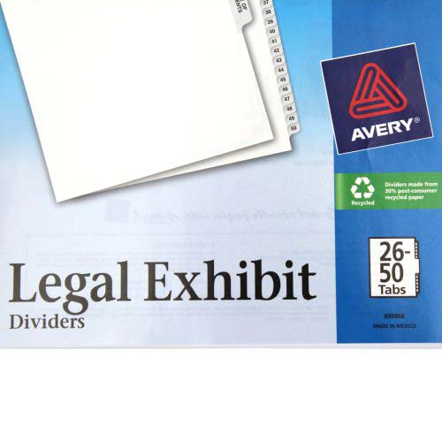 Avery 26-50/TOC Legal 11" x 8.5" Avery Style Collated Dividers - 11372
