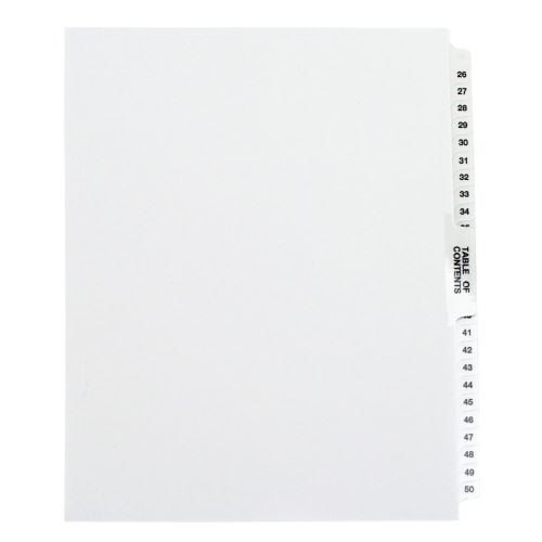 Avery 26-50/TOC Legal 11" x 8.5" Avery Style Collated Dividers - 11372