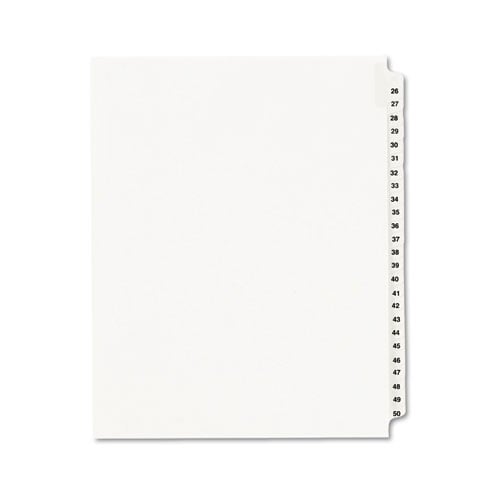 Avery 26-50 White Legal 11" x 8.5" Avery Style Collated Dividers - 01331