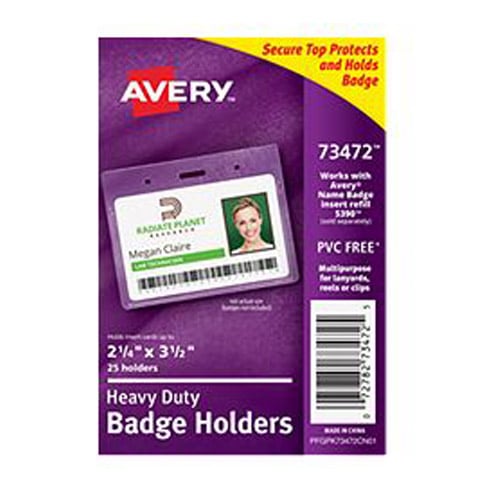 Avery 3-1/2" x 2-1/4" Landscape Clear Heavy Duty Secure Top Badge Holders 25pk - 73472
