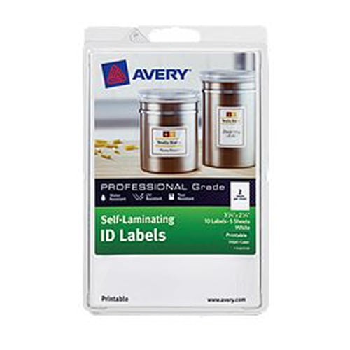 Avery 3-1/4" x 2-1/4" White  Printable Heavy Duty Self-Laminating ID Labels - 10pk