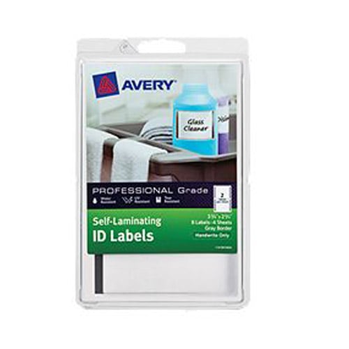 Avery 3-3/4" x 2-3/4" Gray Border Handwrite Only Heavy Duty Self-Laminating ID Labels - 8pk
