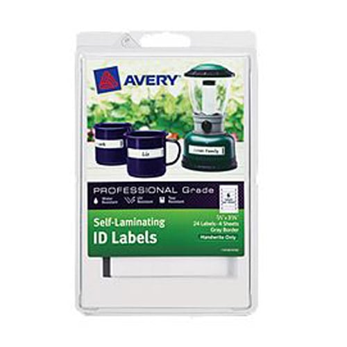Avery 3-3/8" x 2/3" Gray Border Handwrite Only Heavy Duty Self-Laminating ID Labels - 24pk